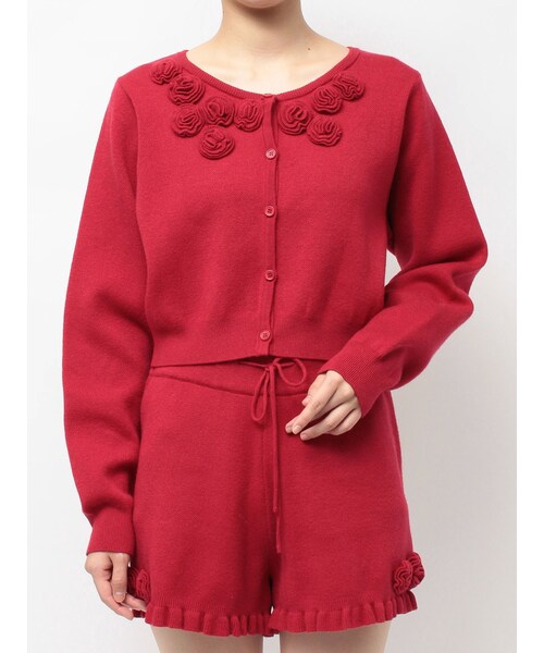 jouetie（ジュエティ）の「ローズモチーフコンパクトカーデ【セットアップ対応】（セットアップ・レディース・グレー/ブラック/レッド・M）」の5枚目の写真