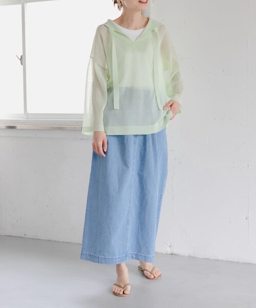 URBAN RESEARCH DOORS(アーバンリサーチドアーズ)の「FORK&SPOON セーラーカラーシアーニットプルオーバー(その他トップス・レディース・BLACK/LIME・1)」の12枚目の写真