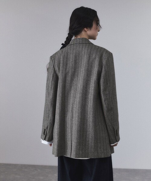 ADAM ET ROPE'（アダムエロペ）の「ダブルブレストツイード＆チェックジャケット（テーラードジャケット・レディース・グレー/ブラウン・36/38）」の14枚目の写真