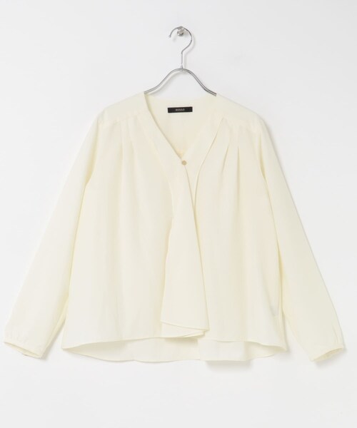 URBAN RESEARCH ROSSO（アーバンリサーチロッソ）の「ウォッシャブルVネックフレアブラウス（シャツ/ブラウス・レディース・OFF WHITE/CHARCOAL・FREE）」の11枚目の写真