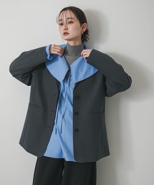 SENSE OF PLACE by URBAN RESEARCH（センスオブプレイスバイアーバンリサーチ）の「2WAYルーズジャケット（テーラードジャケット・レディース・BLACK/CHARCOAL/BROWN・one）」の11枚目の写真