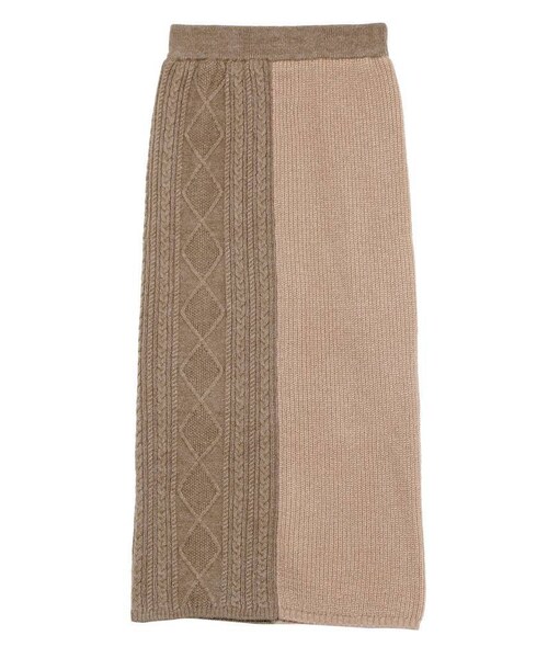 LAGUNAMOON（ラグナムーン）の「ハーフケーブルパターンニットスカート【セットアップ着用可】（スカート・レディース・ホワイト/ピーチ/カーキ・S/M）」の14枚目の写真