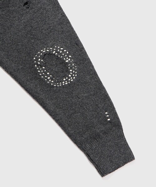 ADAM ET ROPE'（アダムエロペ）の「【JOHN MASON SMITH/ジョン メイソン スミス】7G DAMAGE HAND REPAIR CREW KNIT（ニット/セーター・メンズ・チャコール/キナリ・L/M）」の8枚目の写真