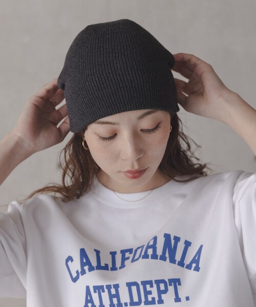URBAN RESEARCH Sonny Label（アーバンリサーチサニーレーベル）の「コットンシングルニット帽（ニットキャップ/ビーニー・レディース・ブラック/グレー・One）」の3枚目の写真