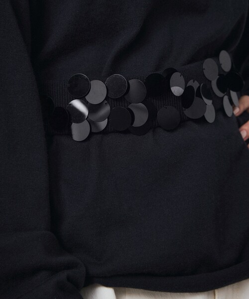 ADAM ET ROPE'(アダムエロペ)の「【J'aDoRe限定】【extreme cashmere(エクストリーム・カシミア)】rain(ベルト・レディース・ネイビー・F)」の2枚目の写真