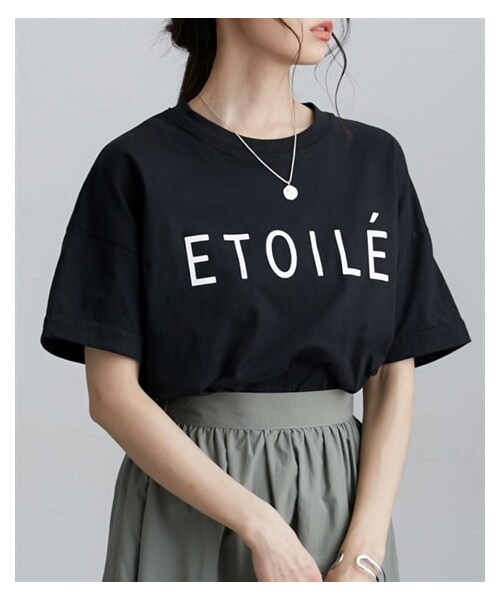 nissen（ニッセン）の「【Be praised】袖ロールアップTシャツ（Tシャツ/カットソー・レディース・チャコール(Paris)/ブルー(COLORE)/オフホワイト(COLORE)/黒(ETOILE)・M/L）」の3枚目の写真