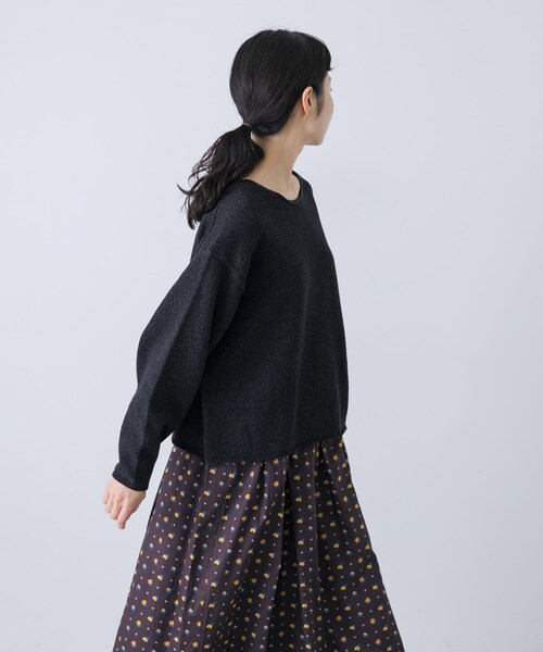 かぐれ（カグレ）の「テープヤーンボートネックニット（ニット/セーター・レディース・L/BEIGE/BLACK・Free）」の7枚目の写真