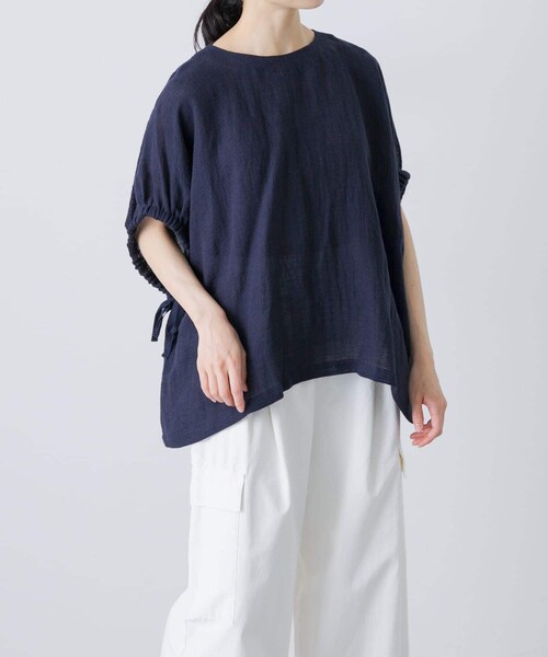 かぐれ（カグレ）の「パナマギャザースリーブプルオーバー（その他トップス・レディース・IVORY/NAVY・FREE）」の2枚目の写真