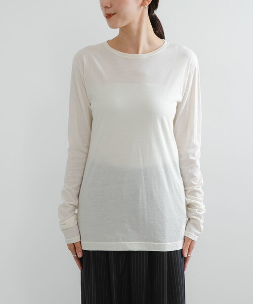 URBAN RESEARCH（アーバンリサーチ）の「ウールコットンロングスリーブカットソー（Tシャツ/カットソー・レディース・OFF WHITE/CHERRY RED/BLACK/BORDER・Free）」の13枚目の写真