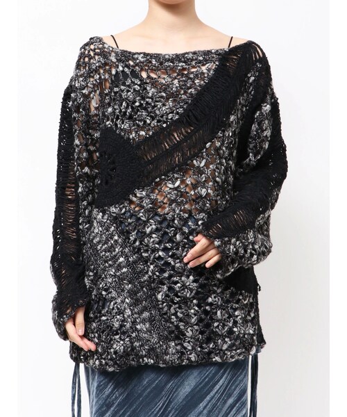 Ungrid（アングリッド）の「【Htage】バックオープンハンドデザインニット（その他・レディース・アイボリー/ブラック・F）」の2枚目の写真