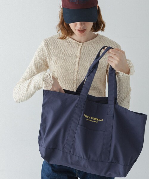 URBAN RESEARCH Sonny Label（アーバンリサーチサニーレーベル）の「SLEEPY WEEKDAY TOTEBAG（トートバッグ・レディース・BRN×NVY/GREEN/NAVY・One）」の15枚目の写真