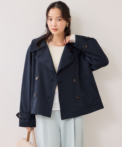 VIS（ビス）の「ショートトレンチコート/UVケア・撥水・花粉ガード（トレンチコート・レディース・ベージュ系/ネイビー・F）」の21枚目の写真