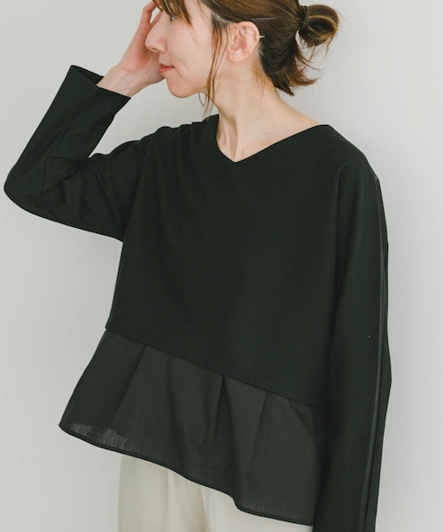 ITEMS URBANRESEARCH（アイテムズ アーバンリサーチ）の「カットミラノドッキングプルオーバー（Tシャツ/カットソー・レディース・BORDER/OFF/BLK・FREE）」の2枚目の写真