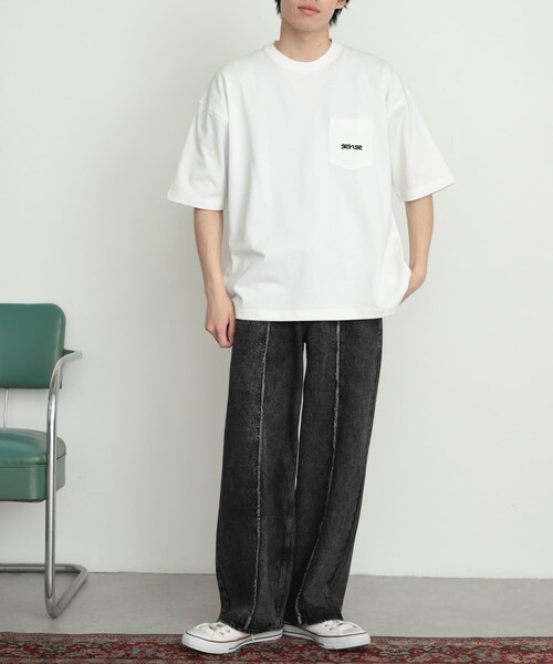 SENSE OF PLACE by URBAN RESEARCH（センスオブプレイスバイアーバンリサーチ）の「デニムフリンジパネルワイドパンツ（デニムパンツ・メンズ・BLACK/L.INDIGO・M/L）」の8枚目の写真