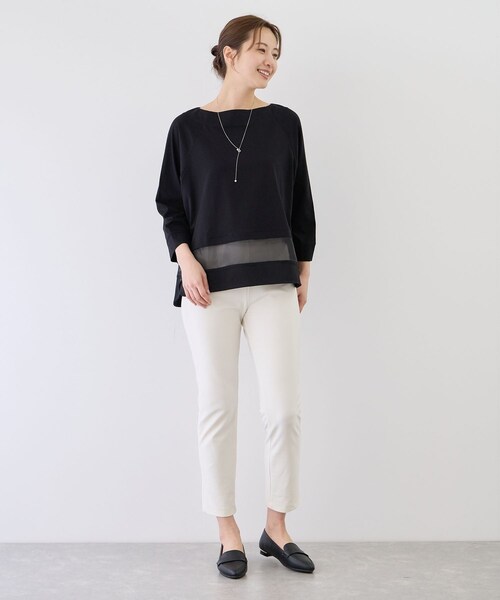 Jayro(ジャイロ)の「Wシルケットシアーラインプルオーバー(Tシャツ/カットソー・レディース・ブラック/ホワイト系・F)」の8枚目の写真
