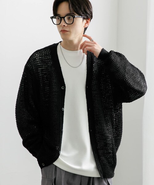 SENSE OF PLACE by URBAN RESEARCH（センスオブプレイスバイアーバンリサーチ）の「『ユニセックス』『洗濯可』シアーVネックカーディガン（カーディガン/ボレロ・メンズ・RED/BLACK/MINT・M/L）」の15枚目の写真