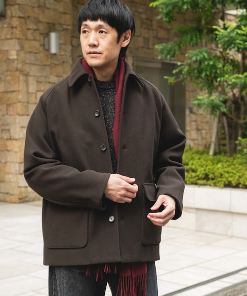 URBAN RESEARCH DOORS(アーバンリサーチドアーズ)の「ニットメルトン パデット ショートコート(テーラードジャケット・メンズ・BROWN/BLACK・M/L)」の2枚目の写真