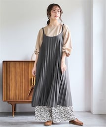 nissen | 大きいサイズ カットソープリーツキャミワンピース(ワンピース)