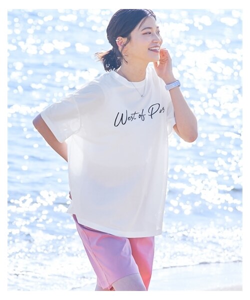 nissen（ニッセン）の「大きいサイズ【水陸両用】オーバーサイズメッシュプリントTシャツ（Tシャツ/カットソー・レディース・黒/オフホワイト/フォレストグリーン/サマーイエロー・L/LL/3L/4L/5L/6L/8L/10L）」の8枚目の写真