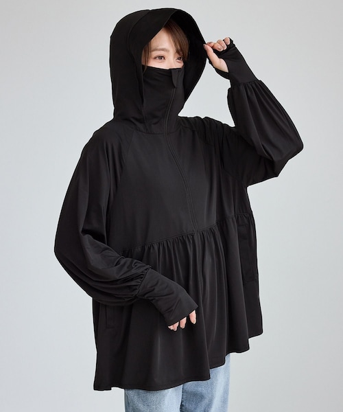 ROPE' PICNIC（ロペピクニック）の「【WEB限定カラー】絶対焼けたくないUVパーカー/UVカット・接触冷感（パーカー・レディース・ライトグレー/キナリ/ブルー系/ブラック/グレー系/ピンク・F）」の7枚目の写真