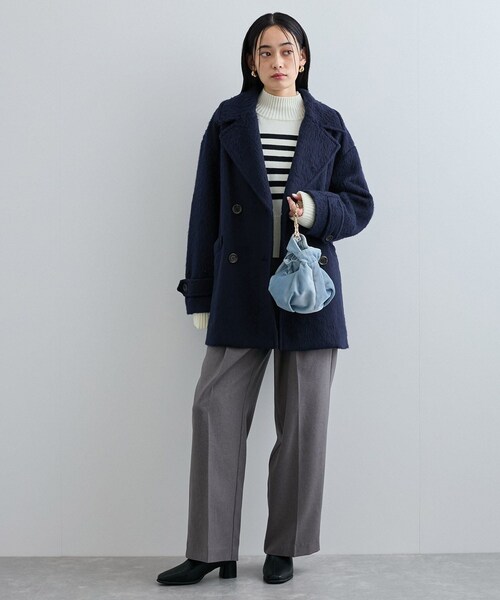 VIS(ビス)の「【WEB限定】シャギーミディ丈Pコート(ピーコート・レディース・ブラウン系/ネイビー・M/S)」の10枚目の写真