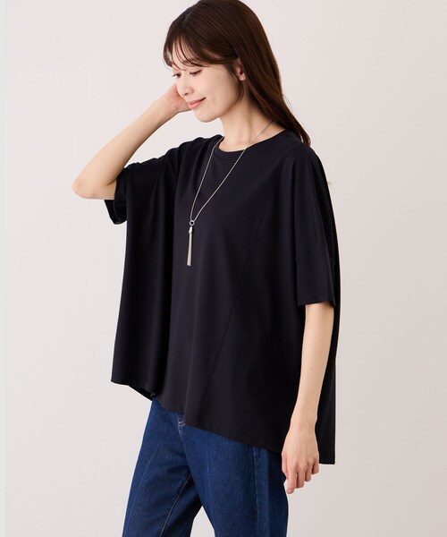 Jayro(ジャイロ)の「クリアクールワイドシルエットプルオーバー(Tシャツ/カットソー・レディース・ブラック/ホワイト系/ブルー・F)」の6枚目の写真