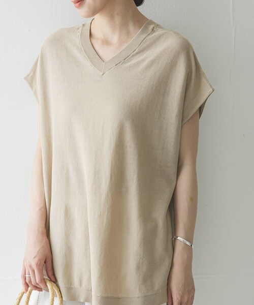 URBAN RESEARCH（アーバンリサーチ）の「『UVカット』2WAYフレンチスリーブニット（ニット/セーター・レディース・OFF/BEIGE/CHARCOAL/NAVY・FREE）」の22枚目の写真