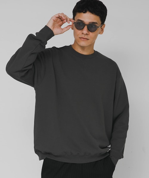 URBAN RESEARCH Sonny Label（アーバンリサーチサニーレーベル）の「ヘビーウェイトコットンベーシックスウェット（スウェット・メンズ・ネイビー/ブラック/チャコール/杢グレー/ダークブラウン・S/M/L/XL）」の2枚目の写真