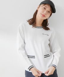 ミニケーブル柄プレート使い長袖プルオーバー