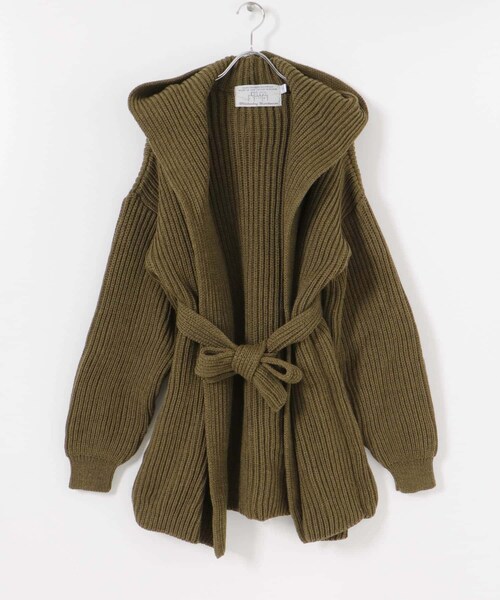 URBAN RESEARCH（アーバンリサーチ）の「『別注』OLDDERBY KNITWEAR×UR　Open Front Hoodie（カーディガン/ボレロ・レディース・MUSGO/PURPURA/NIEBLA・FREE）」の2枚目の写真