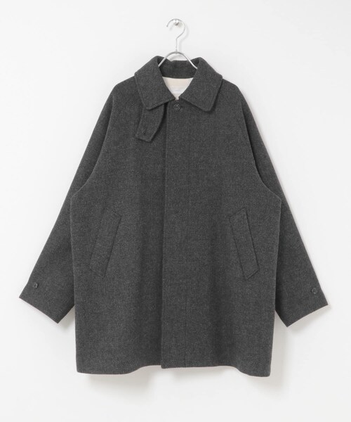 かぐれ（カグレ）の「バックタックフレンチウールショートコート（ステンカラーコート・レディース・CHARCOAL/GREGE・Free）」の4枚目の写真