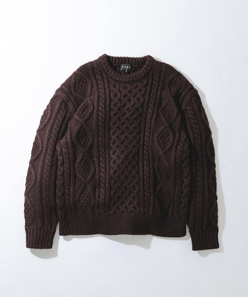 EKAL(エカル)の「アランニットプルオーバー(ニット/セーター・メンズ・チャコール/ブラウン/ネイビー・M/L)」の2枚目の写真