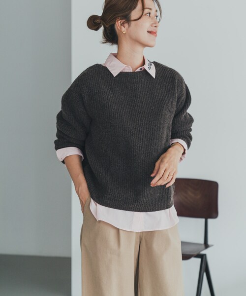 URBAN RESEARCH DOORS（アーバンリサーチドアーズ）の「ハミルトンウール畦ボートネックプルオーバー（ニット/セーター・レディース・MIX GRAY/YELLOW/MIX BROWN・M）」の20枚目の写真