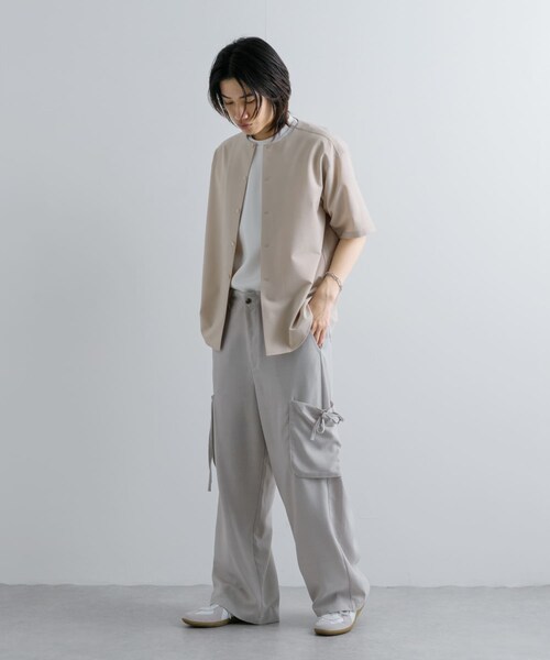 SENSE OF PLACE by URBAN RESEARCH(センスオブプレイスバイアーバンリサーチ)の「ノーカラーシャツ(5分袖)(シャツ/ブラウス・メンズ・GRAY/BEIGE/BLUE・S/M/L)」の19枚目の写真