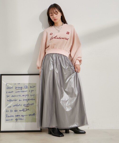 VIS(ビス)の「【2WAY】メタリック重ねチュールワンピース【洗える】(ワンピース・レディース・グレー/その他・F)」の4枚目の写真