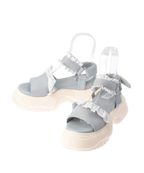 merry jenny（メリージェニー）の「フリルメッシュスニーカーサンダル（サンダル・レディース・アイボリー/ピンク/ブルー/ブラック・S/M/L）」の12枚目の写真