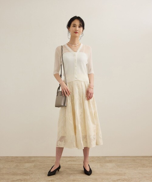 ROPE'（ロペ）の「シアーリブカーディガン/洗える（カーディガン/ボレロ・レディース・ブラック/ホワイト/ピンク・F）」の14枚目の写真