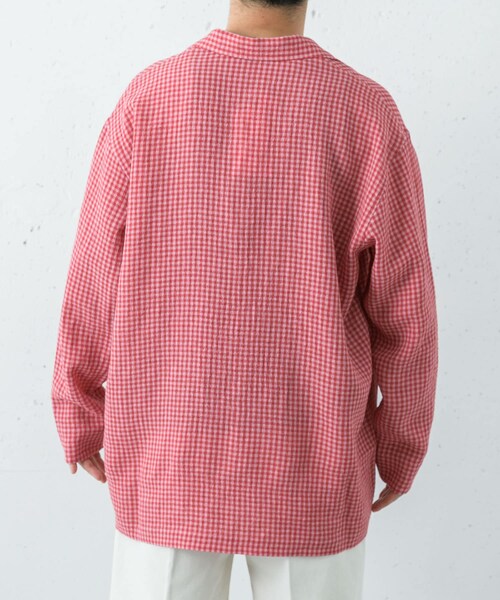 URBAN RESEARCH（アーバンリサーチ）の「『別注』Cale×URBAN RESEARCH　ギンガムチェックカバーオール（シャツ/ブラウス・メンズ・PINK×RED・3/4）」の4枚目の写真