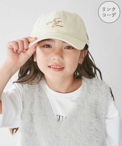 ROPE' PICNIC(ロペピクニック)の「【KIDS】【NEW ERA(R)/ニューエラ別注】MICRO CORDUROYCAP/リンクコーデ(キャップ・キッズ・オフホワイト/ネイビー・F)」の3枚目の写真