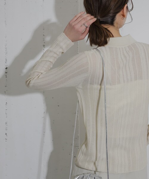 SENSE OF PLACE by URBAN RESEARCH（センスオブプレイスバイアーバンリサーチ）の「ランダムリブニットカーディガン（カーディガン/ボレロ・レディース・IVORY/BLACK/PINK・one）」の8枚目の写真