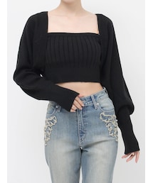 EVRIS | ビジューアンサンブルニットトップス(カーディガン/ボレロ)