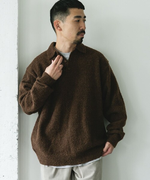 URBAN RESEARCH DOORS（アーバンリサーチドアーズ）の「ブークレ ニットポロシャツ（ニット/セーター・メンズ・BROWN/NAVY/BLACK・M/L）」の19枚目の写真