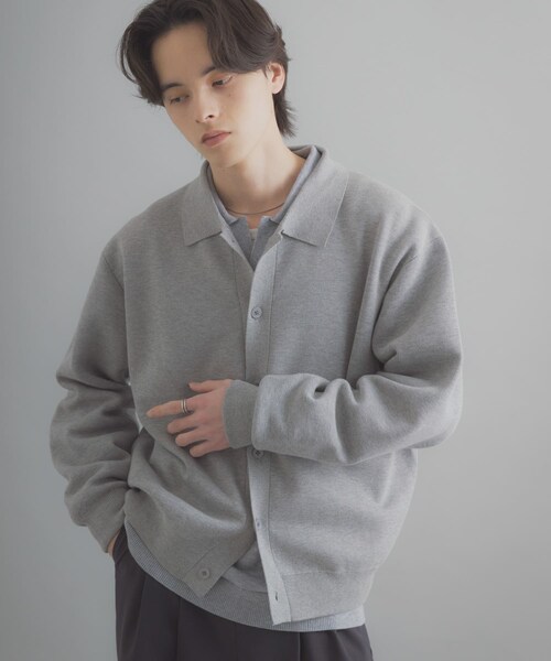SENSE OF PLACE by URBAN RESEARCH（センスオブプレイスバイアーバンリサーチ）の「『ユニセックス』『洗濯可』スウェットライクポロカーディガン（カーディガン/ボレロ・メンズ・L.GRAY/MINT/NAVY・M/L）」の20枚目の写真