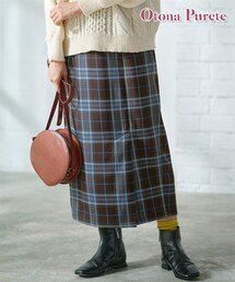 nissen | チェックロングセミタイトスカート【Otona Purete】(スカート)