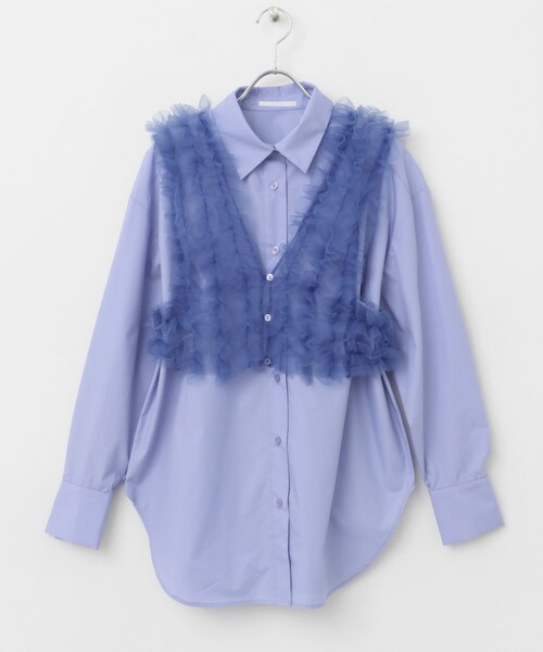 KBF（ケイビーエフ）の「シアーフリルSETシャツ（シャツ/ブラウス・レディース・BLUE×BLUE/PINK×GRAY/CCL×CCL・one）」の21枚目の写真
