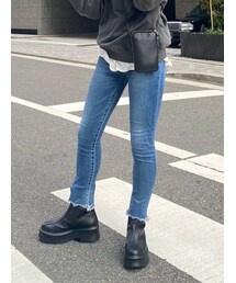 Ungrid | ハイウエストフレイドヘムストスリ(デニムパンツ)