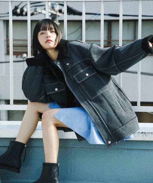 KBF(ケイビーエフ)の「オーバーサイズボアジャケット(テーラードジャケット・レディース・BROWN/IVORY/BLACK・one)」の21枚目の写真