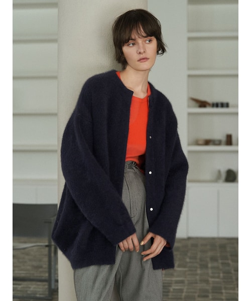 ELENDEEK（エレンディーク）の「CN RACCOON MIX WCD（カーディガン/ボレロ・レディース・アイボリー/ライトグレー/グレー/レッド/ピンク/イエロー/ミントグリーン/ネイビー/ラベンダー/ベージュ/ミディアムグレー/アイスブルー・01/02）」の8枚目の写真