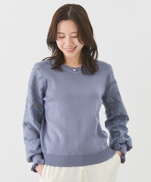 Jayro(ジャイロ)の「袖レースニットプルオーバー(ニット/セーター・レディース・ブラック/ホワイト/ネイビー/ブルー系・F)」の14枚目の写真