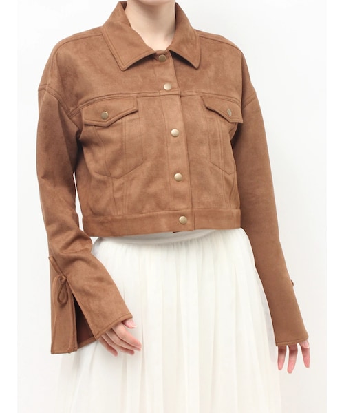 RESEXXY（リゼクシー）の「リボンスリーブショートブルゾン（ブルゾン・レディース・アイボリー/ブラック/ブラウン・F）」の3枚目の写真